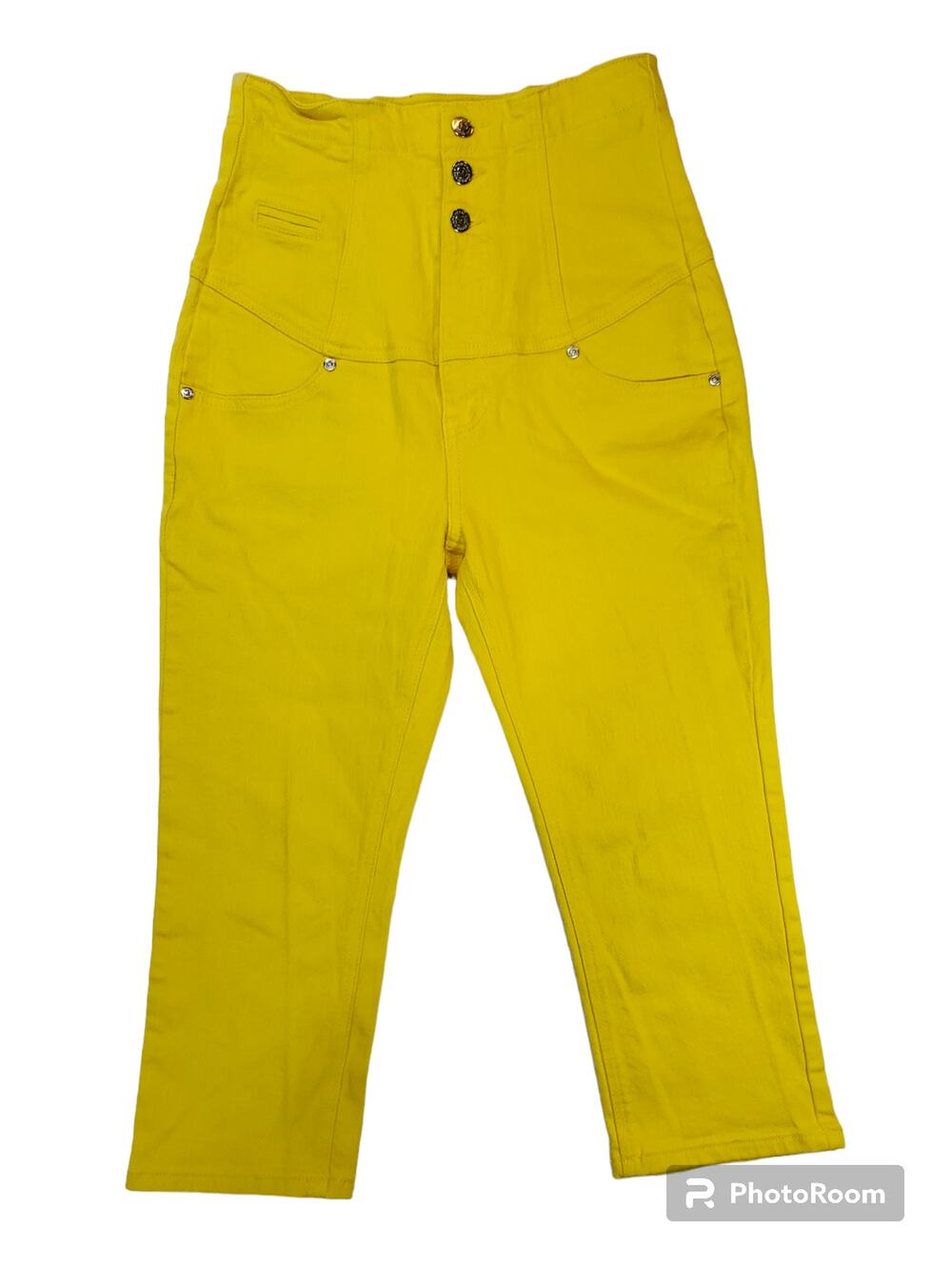 Virgin Only | Yellow, Ultra High Waist, Capri Pants | Size 6 (Junior 7)